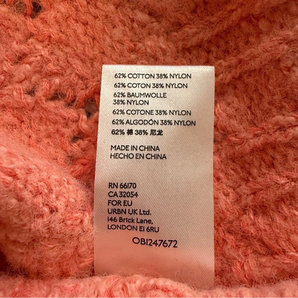 Free People | Textured Knit Open Front Cardigan, "Pinched Cheeks Combo" Coral - Picture 8 of 10